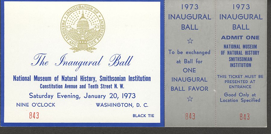 Richard Nixon Inaugural Ball Ticket, Jan. 20, 1973 - Smithsonian